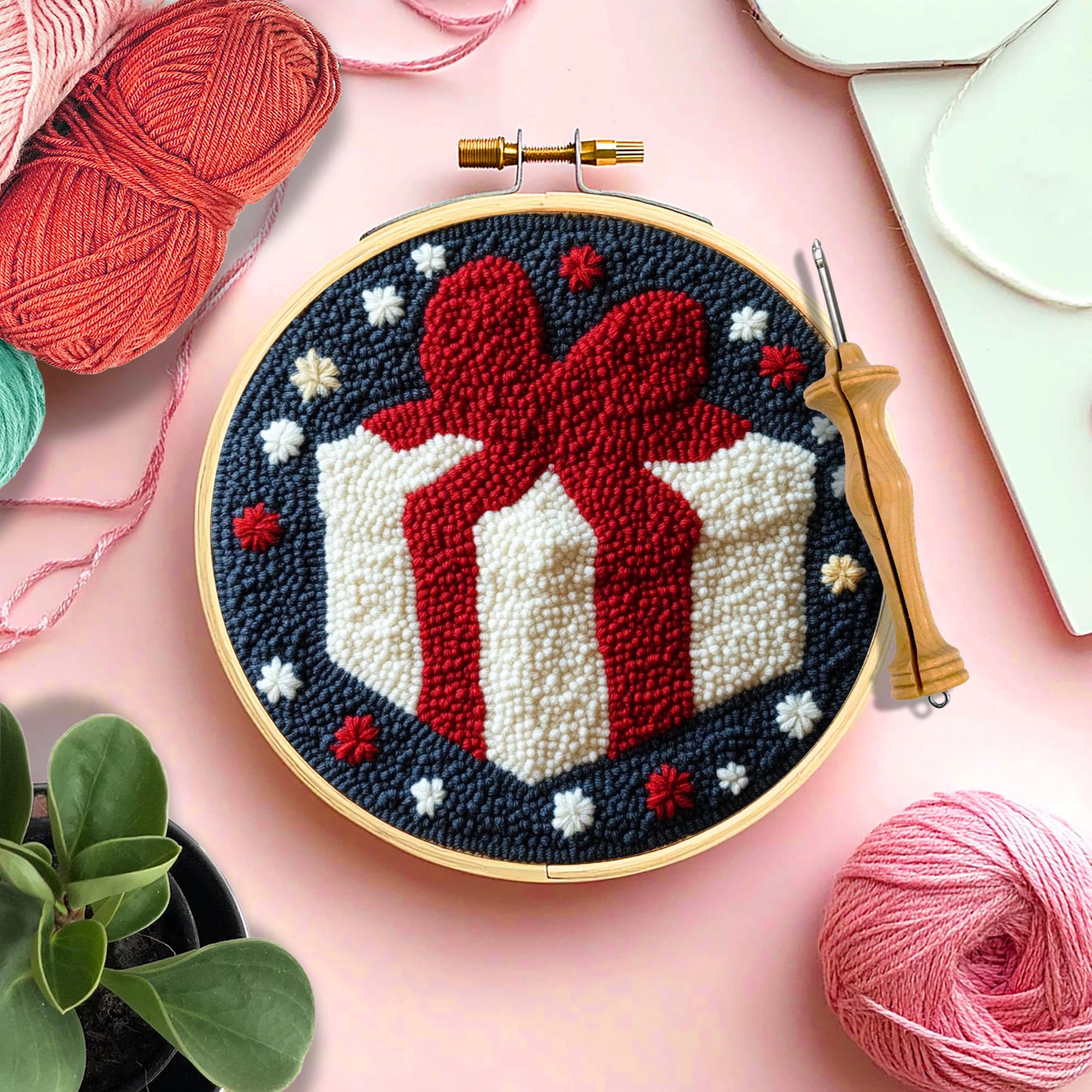 Gift Box Punch Needle Coaster Pattern – Christmas DIY, Digital File ...