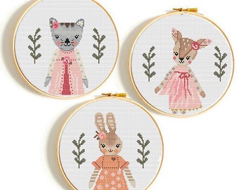 Baby girl Cross stitch pattern, baby girl embroidery,  nursery cross stitc, LOVE,  baby girl, pink, christmas gift for girls, animals stitch