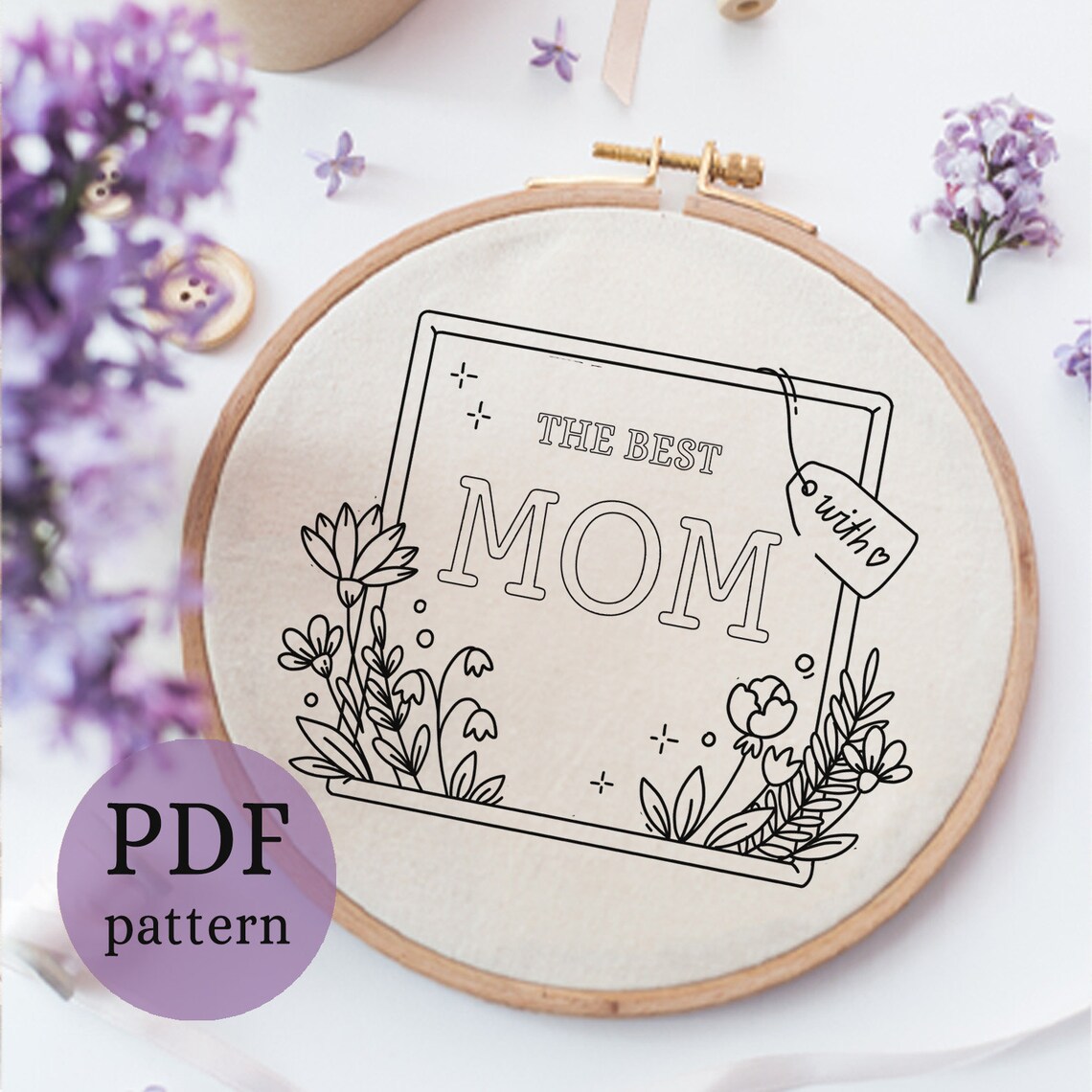 Pattern Mother Day Best Mom Floral Hand Embroidery Pattern, Mother's Day Gift (PDF Pattern ...