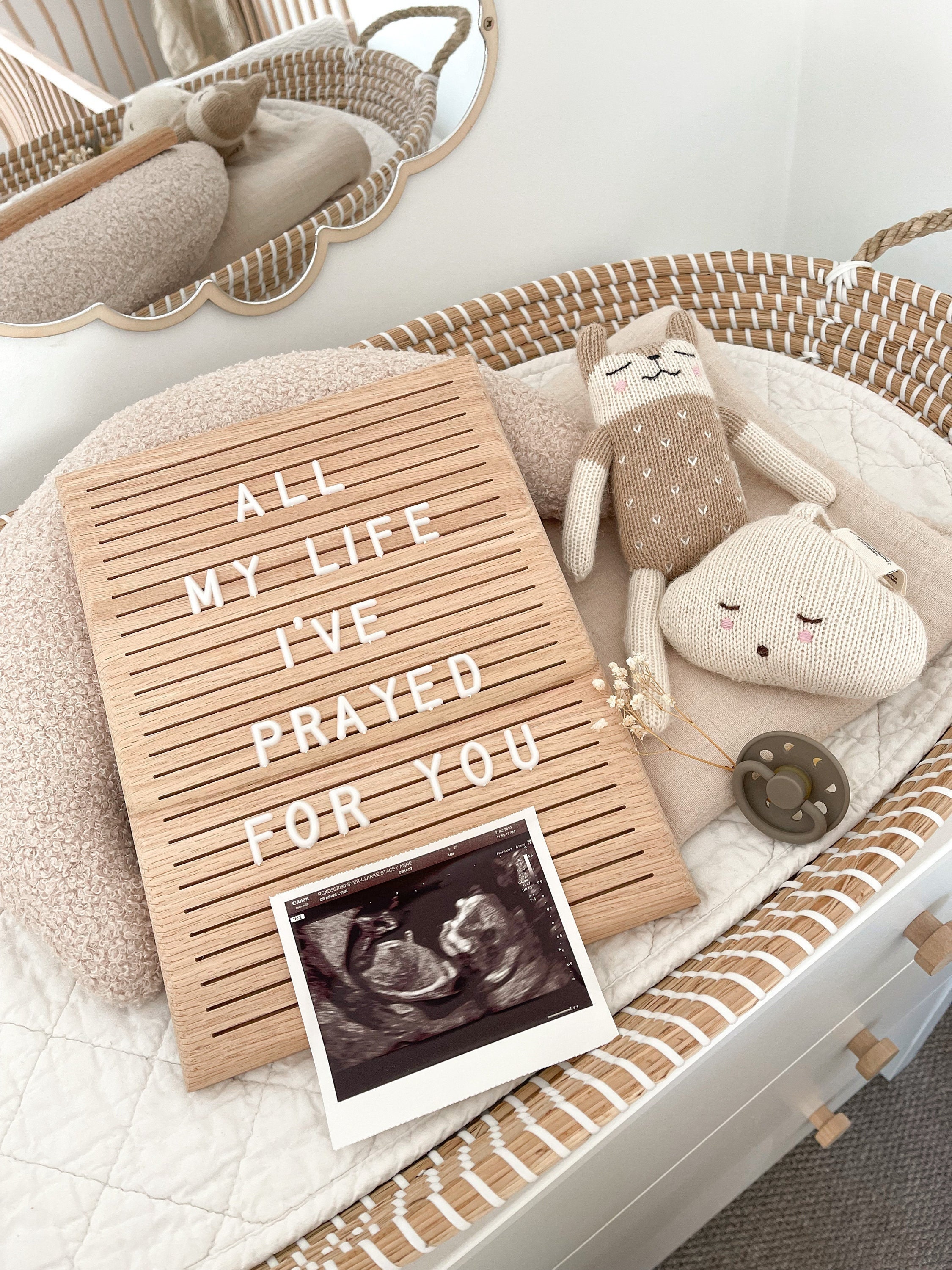 Red Oak Wooden Letter Board: Scandinavian Nursery Decor
