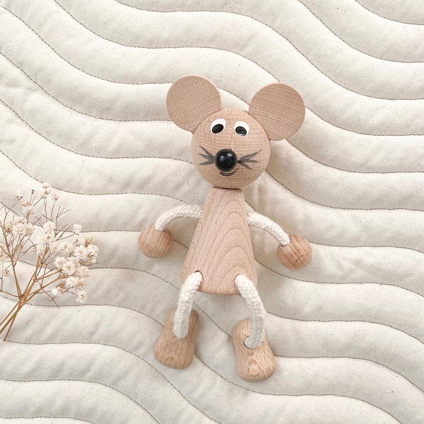 Wooden Sitting Mouse Toy / Wooden Toys / Eco Toys / Montessori Play