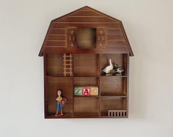 Barn Cubby Shelf - Antique Vintage Inspired Trinket Shelf - Boys Bedroom Country Cowboy Shadow Box