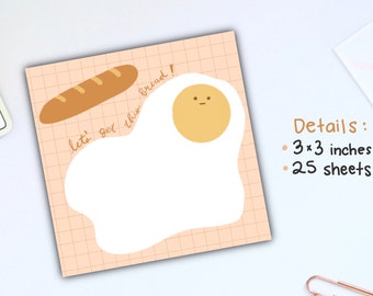 Let’s Get This Bread Memo Pads | Kawaii Notepads | Reminder Notes | Trứng Ốp La | Cute Bread Eggs Stationery | Foodie Notes
