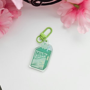 Pandan Milk Carton Keychain - Midnight Mochi Original Character | Vietnamese Carton Flavored Milk Keycharm | Lá Dứa Flavored Cute Accessory
