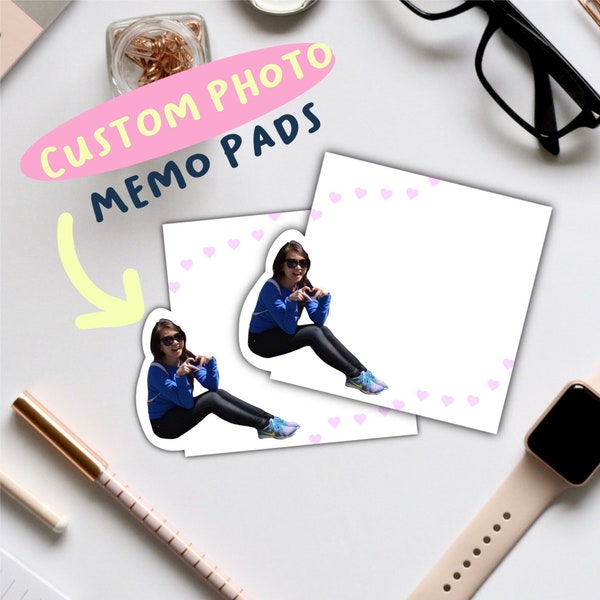 Custom Die-Cut Photo Memo Pads | Personalized Notepads | Great Gift for Teachers, Mother's Day, Birthday, Christmas, Office Supplies |