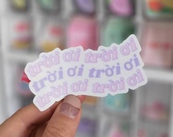 Troi Oi Troi Oi Troi Oi Moody Soft Pastel Purple Sticker | Velvet Matte Sticker Material | Vietnamese Oh My Gosh Phrase | Waterproof Sticker