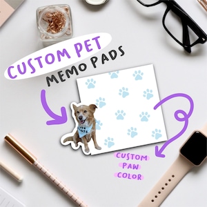 Custom Pet Memo Pads | Personalized Pet Notepads | Custom Image To-Do Stationery Notes | Great Gift for Pet Lovers | Dogs, Cats, Fish, &More