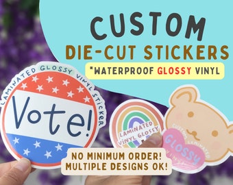 Custom Glossy Vinyl Stickers - Die Cut - No Minimum - Full Color Image - Multiple Different Images OK! - Waterproof | Vibrant Colorful
