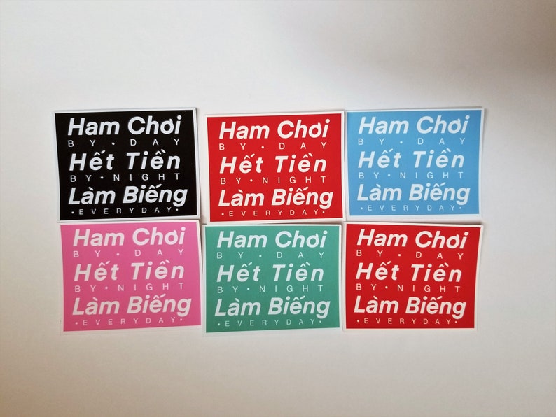 Ham Choi Het Tien Lam Bieng Vietnamese Motto Sticker Red Etsy