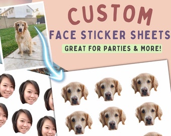 Custom Face Sticker Sheets | Weatherproof Sticker Label Sheets | Cut to Shape | Die-Cut Sticker Labels | Great for Party Favors Birthdays