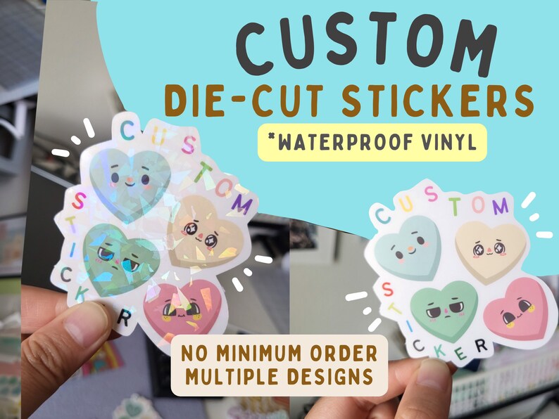 Custom Vinyl Stickers Die Cut No Minimum Full Color Etsy