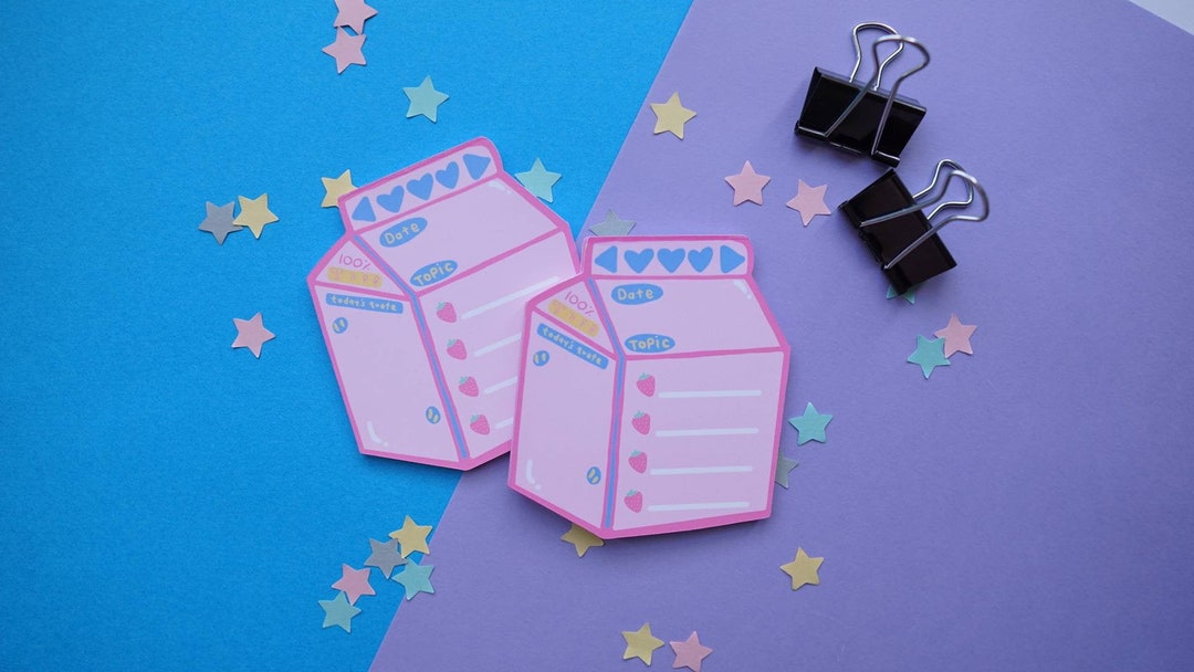 Strawberry Milk List Memo Pads | Kawaii Notepads | Reminder Notes ...