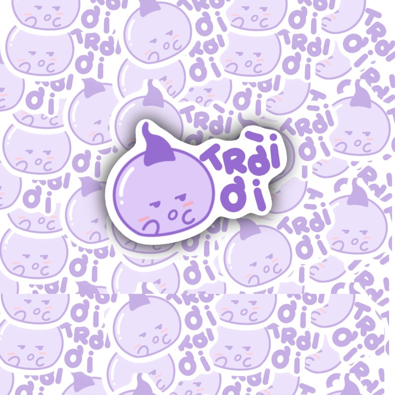 Troi Oi Mood Sticker With Kwaimon Vietnamese Phrase Sticker Relatable Funny Viet Mood Waterproof Weatherproof Great for Laptops image 1
