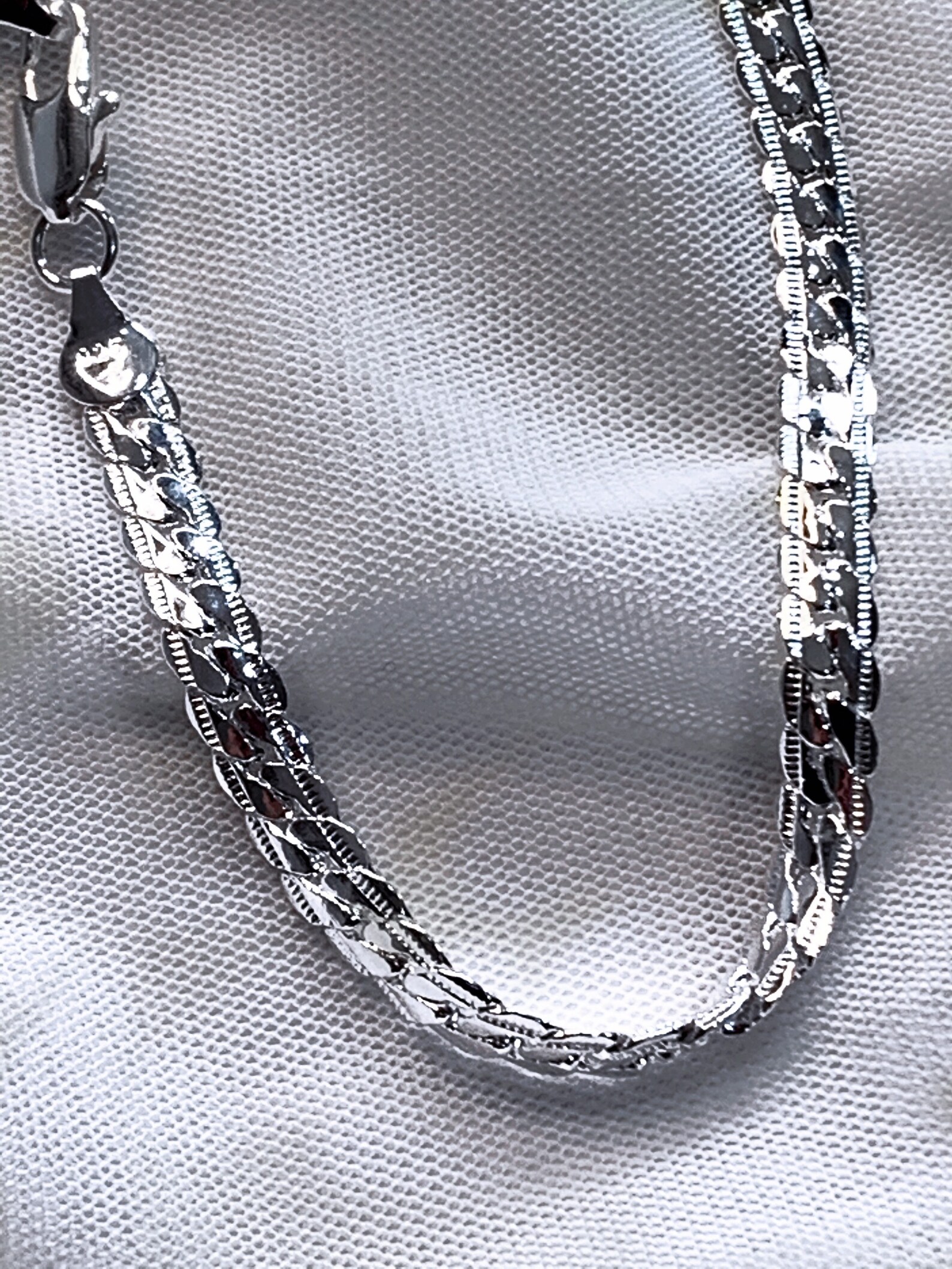 Sterling Silver Flat Curb Chain Necklace Etsy