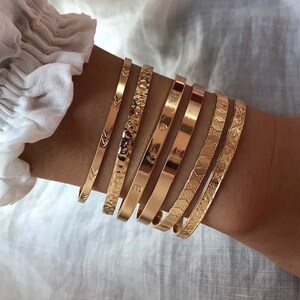 Fashion Gold Tone Cuff Bangle Bracelet Set