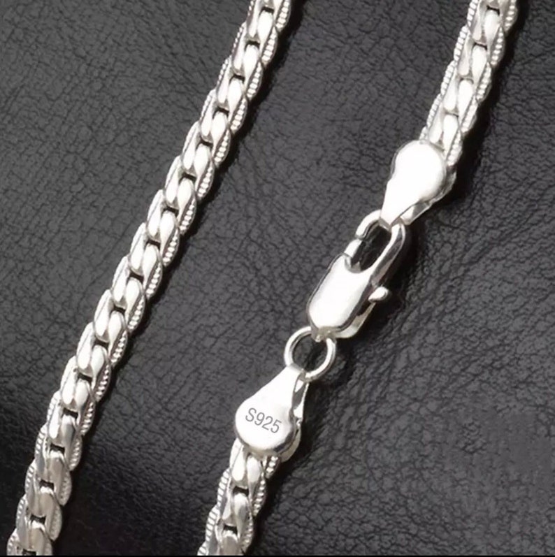 Sterling Silver Flat Curb Chain Necklace Etsy