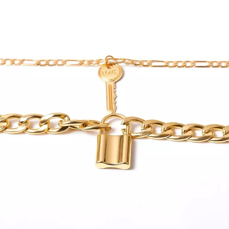 Fashion Lock & Key Necklace Gold or Silver Toned Etsy UK