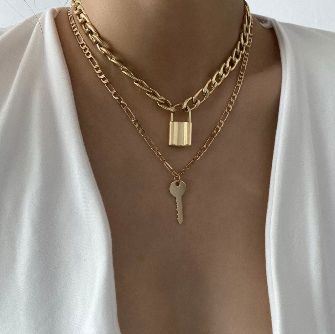 Buy CLASSYZINT Lock Necklaces and Earrings for Women Cute Padlock Jewelry  Set Chain Necklaces with Lock Pendant Lock and Key Jewelry Imitation  Rhodium at