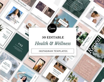 50 Coach Instagram-sjablonen Canva | Groene Instagram-sjabloon | Gezondheidscoach | Blogger-sjabloon | Wellness-merksjabloon