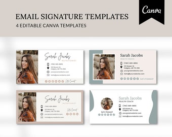 Sjabloon voor e-mailhandtekeningen voor Canva | Sjabloon voor gezondheid en welzijn | Marketing voor kleine bedrijven | Vrouwelijke ondernemer voedingsdeskundige