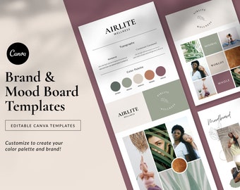 Merkbord sjabloon Canva, Canva Mood Board sjabloon, Branding Mood Board sjabloon, Mini merkbord sjabloon, Branding Kit Canva