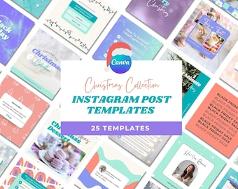 Kerstvakantie Canva Instagram-berichten | Retro Instagram-feed | Heldere coachingsjablonen | Social media manager