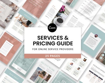 Services & Pricing Guide Template Canva  |  Price List  |  Portfolio Template  | Client Proposal Guide For Health Coaches | Coaching Package