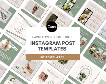 Saliegroene Instagram-postcanvasjabloon | Groene digitale Instagram-feed | Neutrale aardse socialmediapost | Voedingsdeskundige | Wellnesscoach