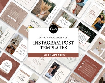 Canva Boho Instagram-postsjabloon Bruin | Digitale Instagram-post | Sjabloon voor welzijnscoach | Boho postbundel | Sociale media marketing