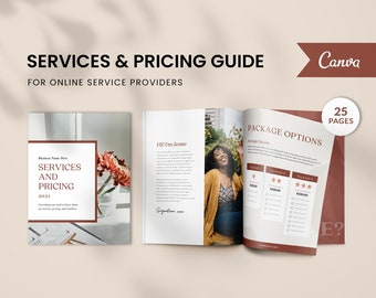 Services and Pricing Portfolio Canva  |  Pricing List Template  |  Price Guide Coach |  Boho Branding Consultants
