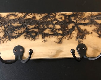 Lichtenberg burned coat/hat rack