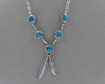Rita Largo turquoise and silver feather necklace