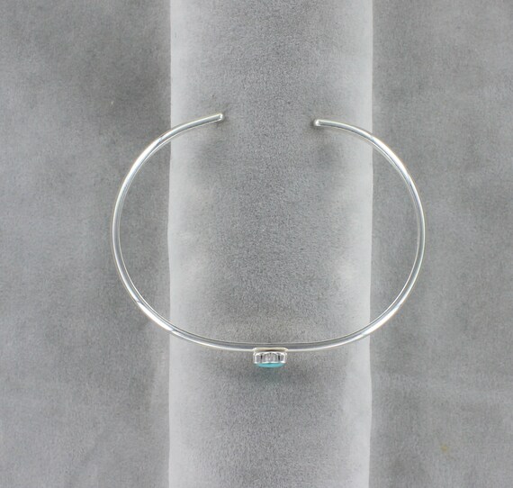 Opal Monica Milton Jewellery Turquoise Heart Silver Stacking Bangle Sterling Silver Bangle