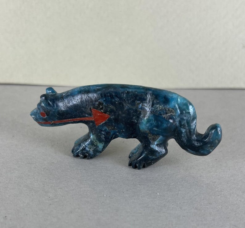 Amuleto de puma turquesa de Andrés Quandelacy - Auténtica talla Zuni imagen 2