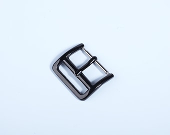 20mm 18mm Buckle Width Hermes Edition Spring Bar Buckle Polished Black Color (Apple Watch Strap)