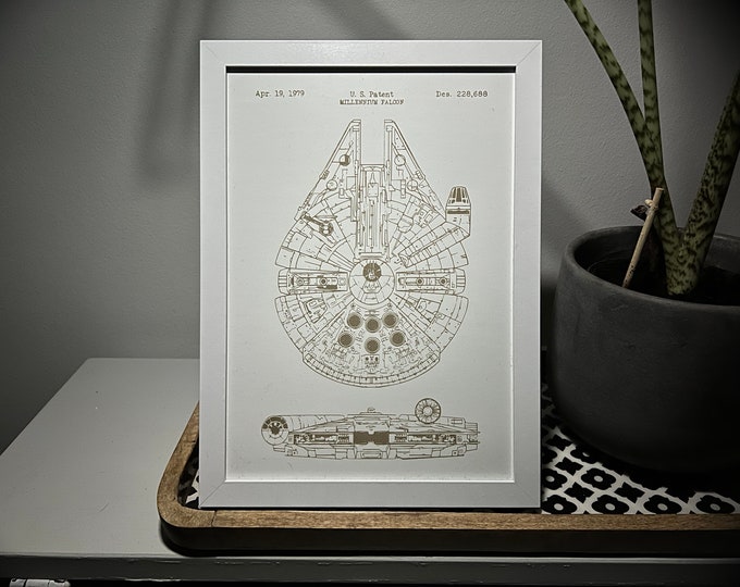 Star Wars Millenium Falcon framed patent blueprint laser engraved