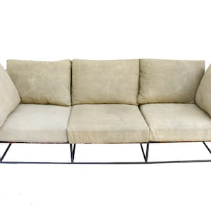 Jaco Industrial Sofa Couch 3 Seater - Handmade Sofa Couch with Leather Side