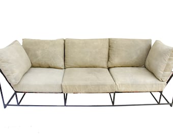 Jaco Industrial Sofá Couch 3 Seater - Sofá Couch hecho a mano con lado de cuero