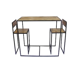 Zestaw stołowy Firenze Industrial 2 Seater, wysoki barek śniadaniowy, stół plus 2 krzesła