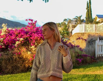 Handmade Crochet Sweater – Vintage-Inspired Cozy Top