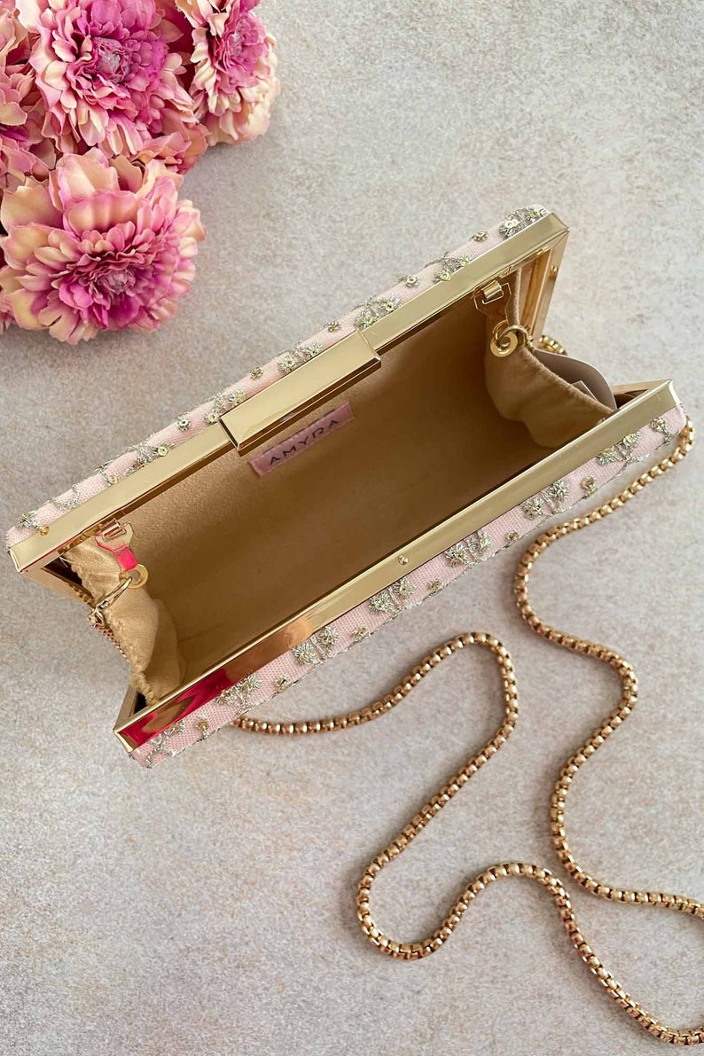 Anya Box Clutch - Blush and light gold