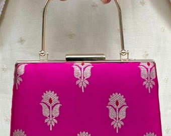 Sutra Silk Clutch - Pink, shoulder bag, wedding gift, evening purse, party dress bag, sling bag