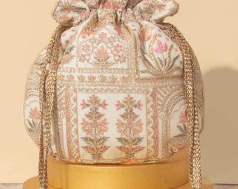 Amer Bridal Potli - Wedding Gift, Embroidered Silk Bag, Ethnic Accessory