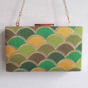 Clutch Mehreen sombreada - verde, bolsa clutch feita à mão para mulheres, presente de Diwali