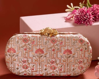 Mogra Bridal Capsule Clutch, bridal shower gifts, embroidered designer and evening bag, Diwali festive bags