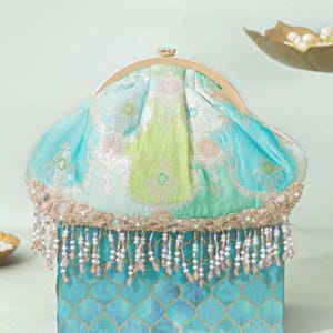 Abstract Art Banarasi Vintage Puse - Blue