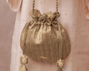 Inej Potli Gold - Bridal Potli, Wedding Accessory, Gift for Her