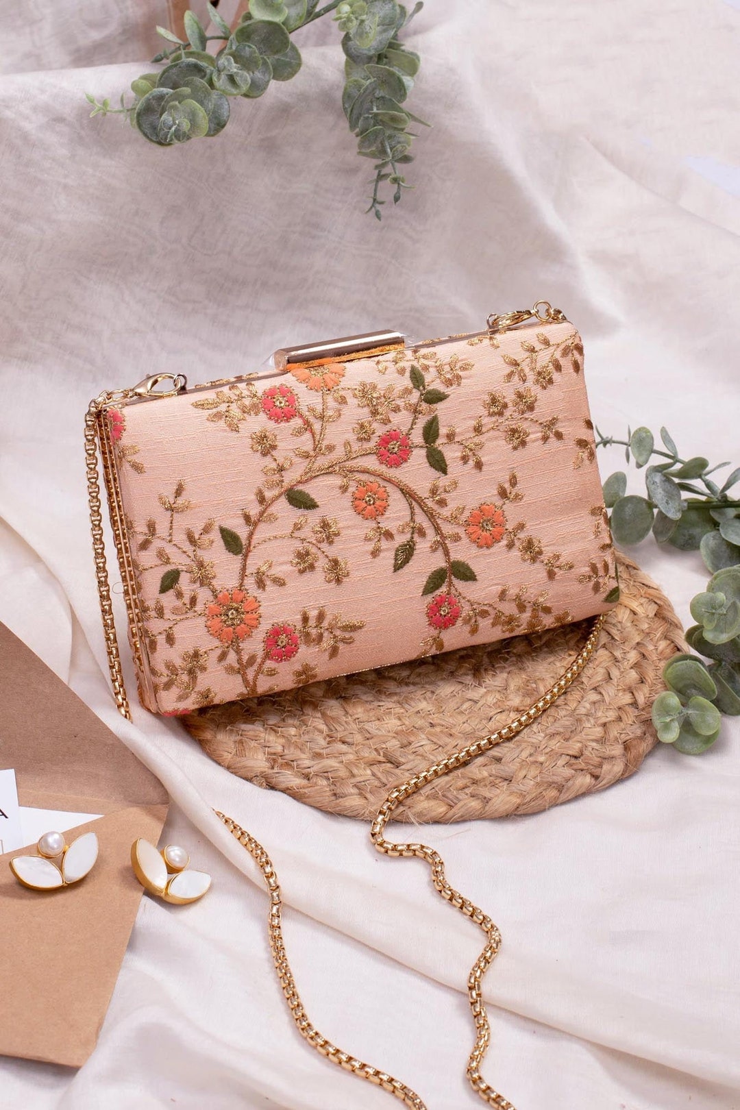 Peach Flower Small Envelop Clutch