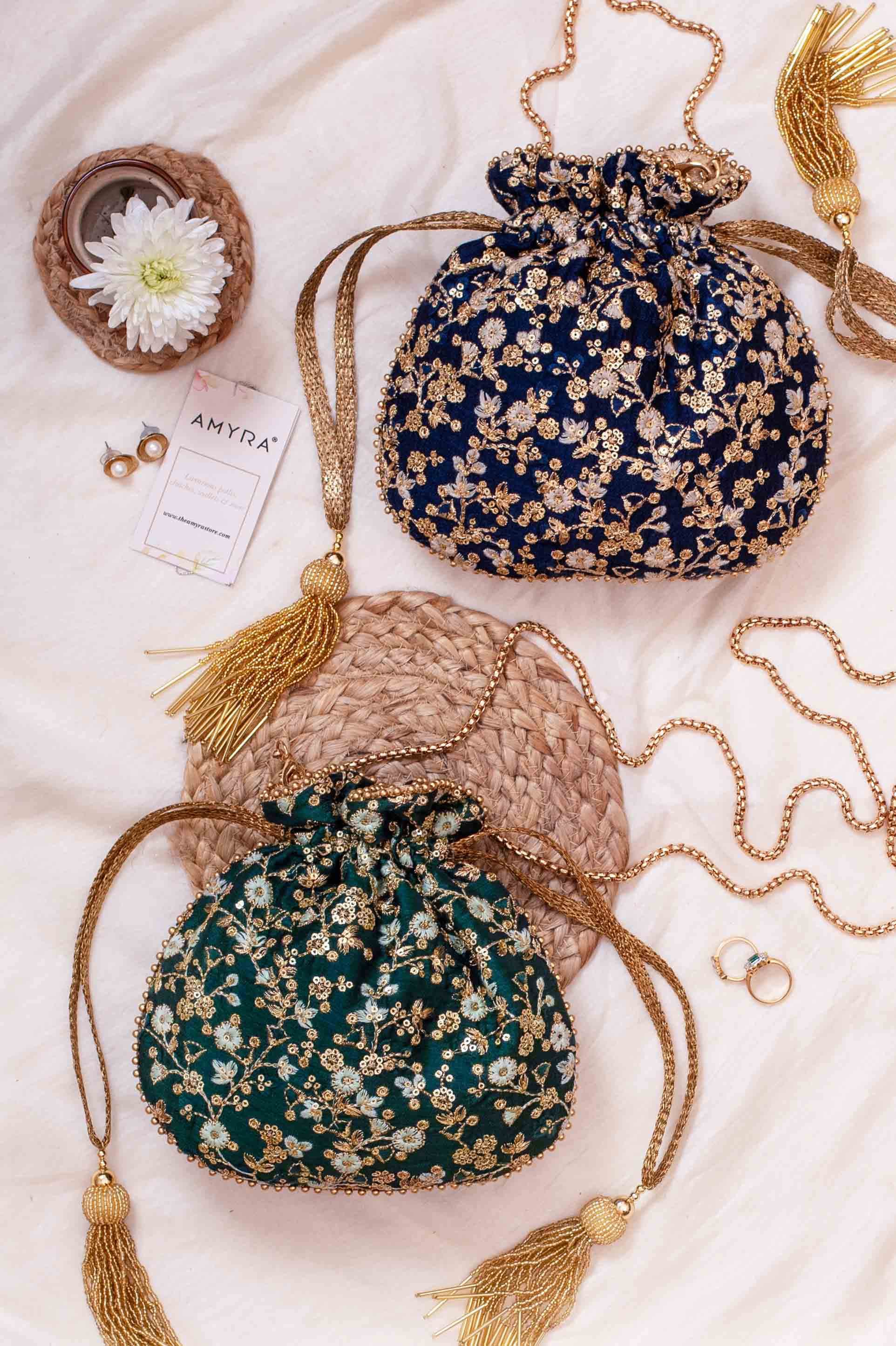 Buy AMYRA Mimosa Embroidered Potli Bag online