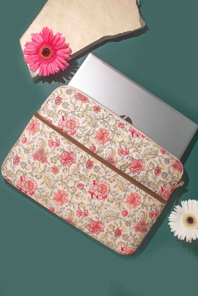 Ivy Floral Embroidered Laptop Sleeve